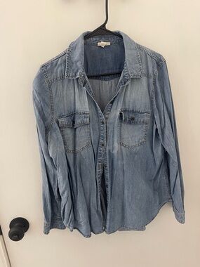 a.n.a Light Blue Denim Button-Down Shirt